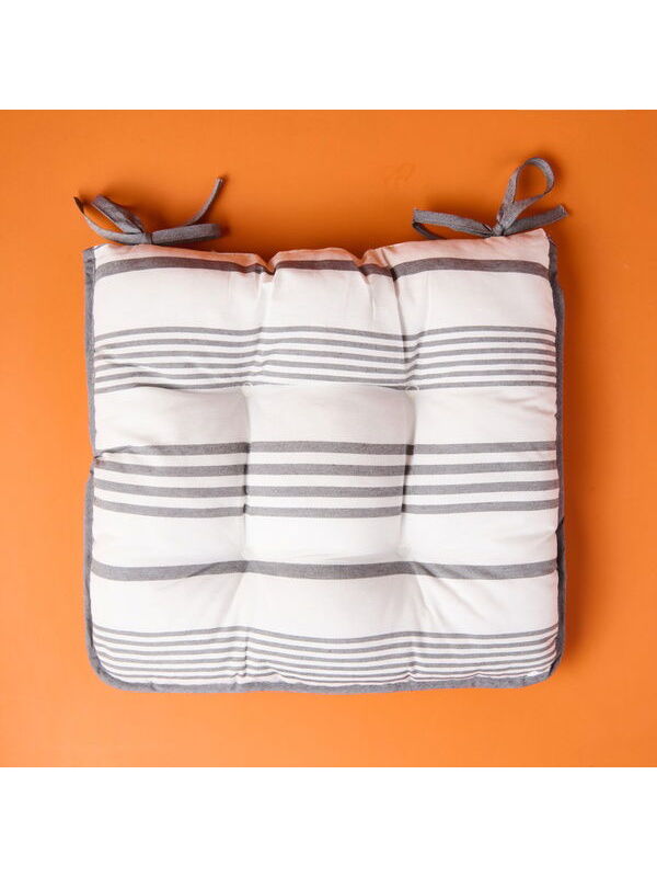 Evidea Soft Elegant Curves Kalın Çizgili Sandalye Minderi - Ekru / Siyah - 43x43 cm