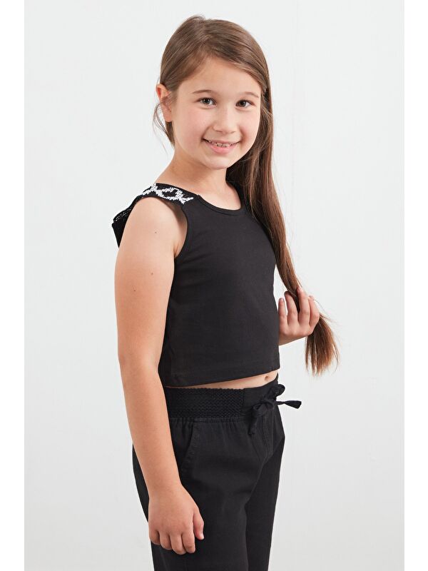 Fullamoda %100 Pamuk Basic Kalın Askılı Kız Çocuk Crop Bluz