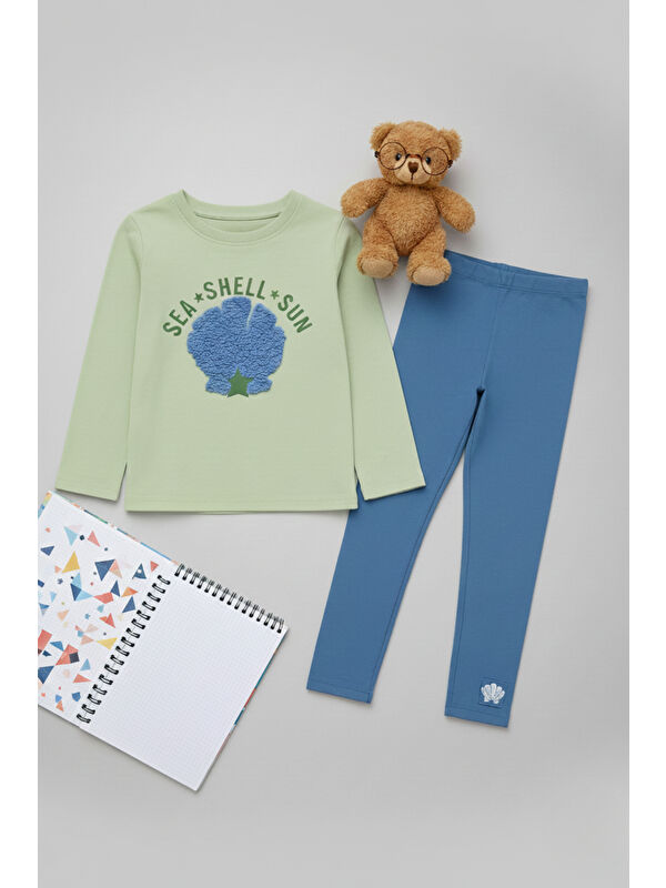 My Kids Wear Kız Çocuk Uzun Kollu Üst + Tayt – Okul & Kreş Rahat Takım 3-7 Yaş 12354