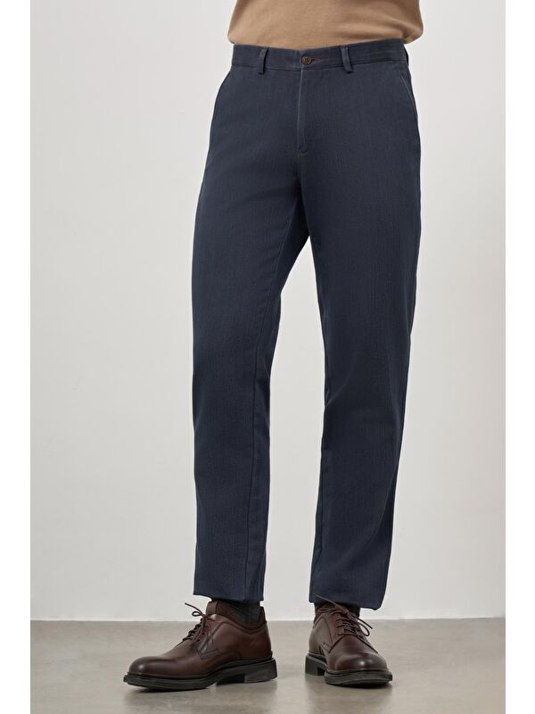 İMZA Koyu Lacivert Pamuklu Yandan Cepli Casual Comfort Fit Chino Pantolon 1003245153
