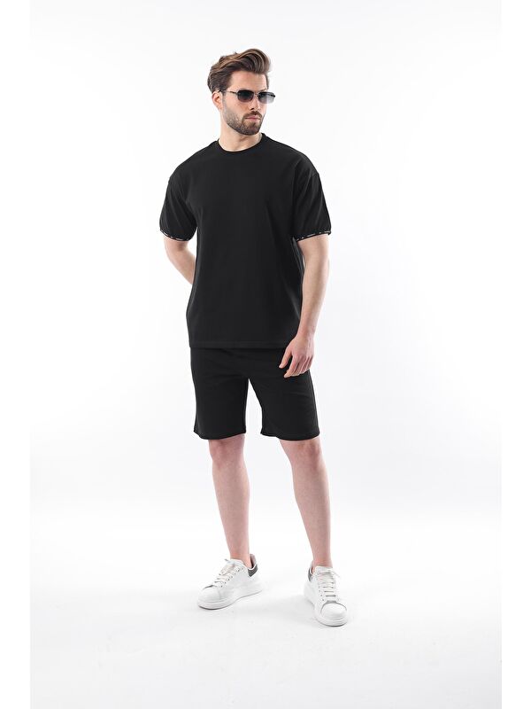 Madmext Siyah Basic Erkek Şort Tişört Takımı E7307
