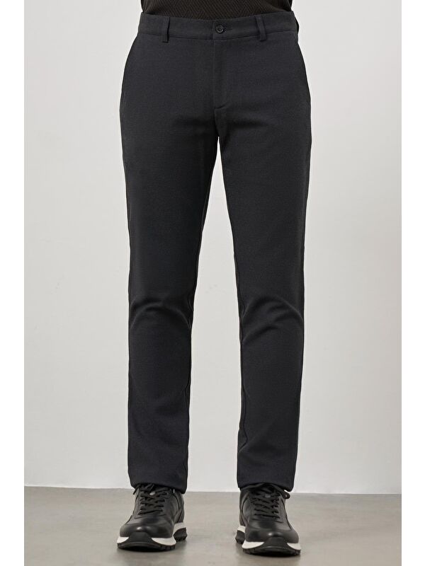 İMZA Koyu Lacivert Esnek Yandan Cepli Casual Slim Fit Chino Pantolon 1003245108