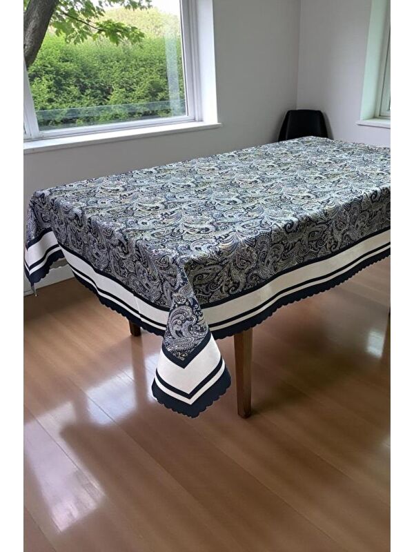 Çeyiz Diyarı Nevra Dertsiz Masa Örtüsü 150x200 cm Lacivert