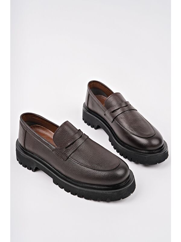 PARADİSE Hakiki Deri Kalın Taban Günlük Casual Makosen Kadın Loafer Ayakkabı - Görsel 4