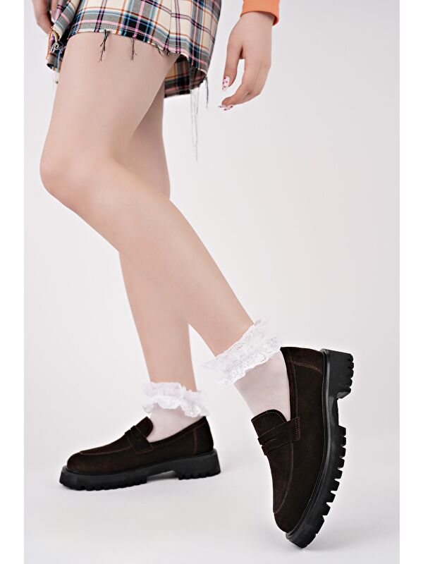 PARADİSE Hakiki Deri Kalın Taban Günlük Casual Makosen Kadın Loafer Ayakkabı - Görsel 8