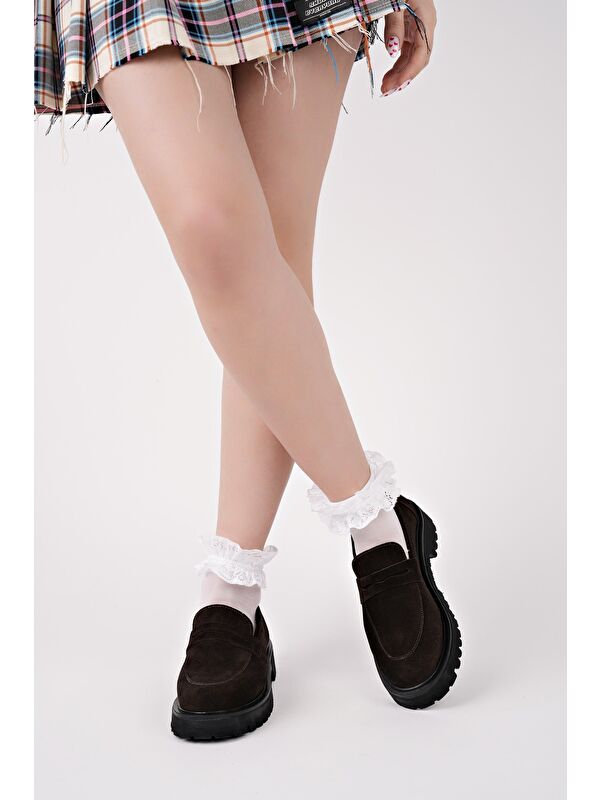 PARADİSE Hakiki Deri Kalın Taban Günlük Casual Makosen Kadın Loafer Ayakkabı - Görsel 9