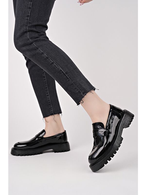 PARADİSE Hakiki Deri Kalın Taban Günlük Casual Makosen Kadın Loafer Ayakkabı - Görsel 4