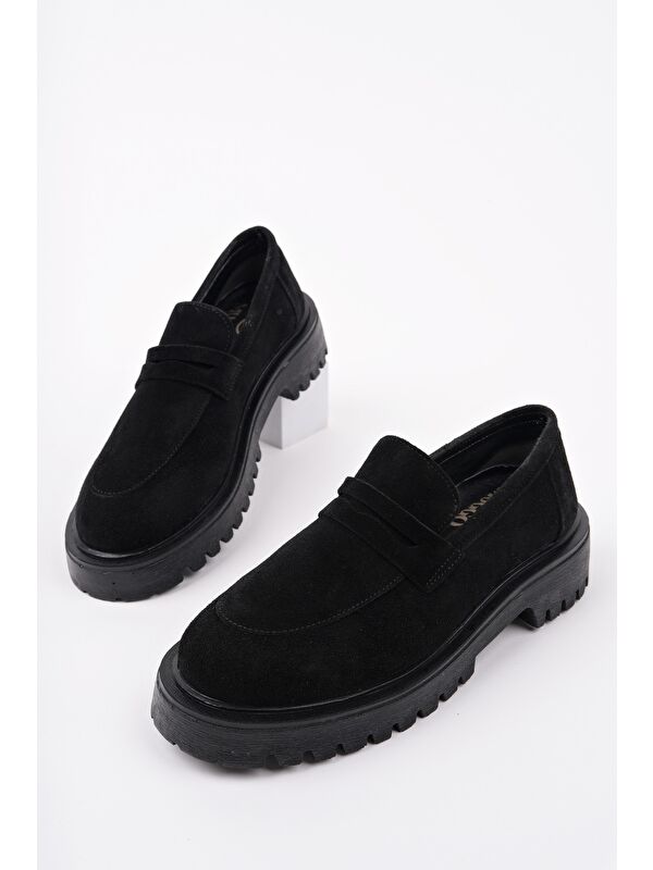 PARADİSE Hakiki Deri Kalın Taban Günlük Casual Makosen Kadın Loafer Ayakkabı - Görsel 3