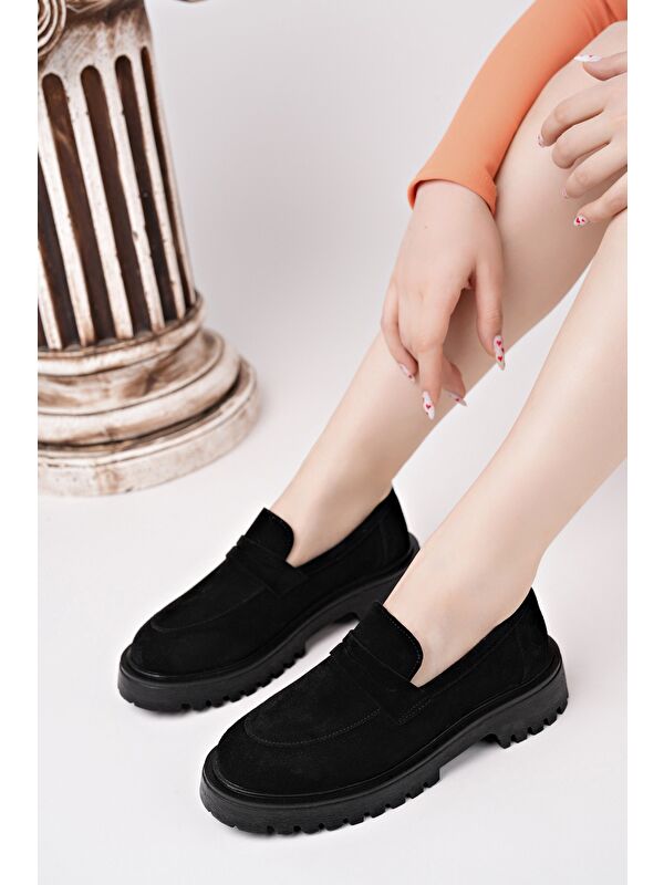 PARADİSE Hakiki Deri Kalın Taban Günlük Casual Makosen Kadın Loafer Ayakkabı - Görsel 6