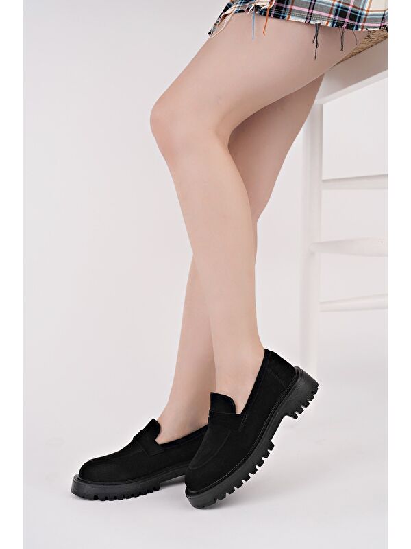 PARADİSE Hakiki Deri Kalın Taban Günlük Casual Makosen Kadın Loafer Ayakkabı - Görsel 7