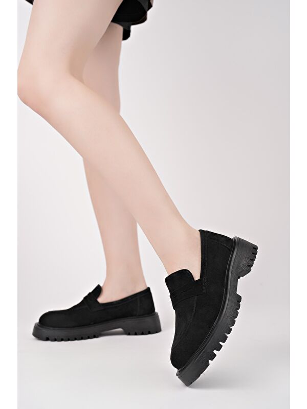 PARADİSE Hakiki Deri Kalın Taban Günlük Casual Makosen Kadın Loafer Ayakkabı - Görsel 9