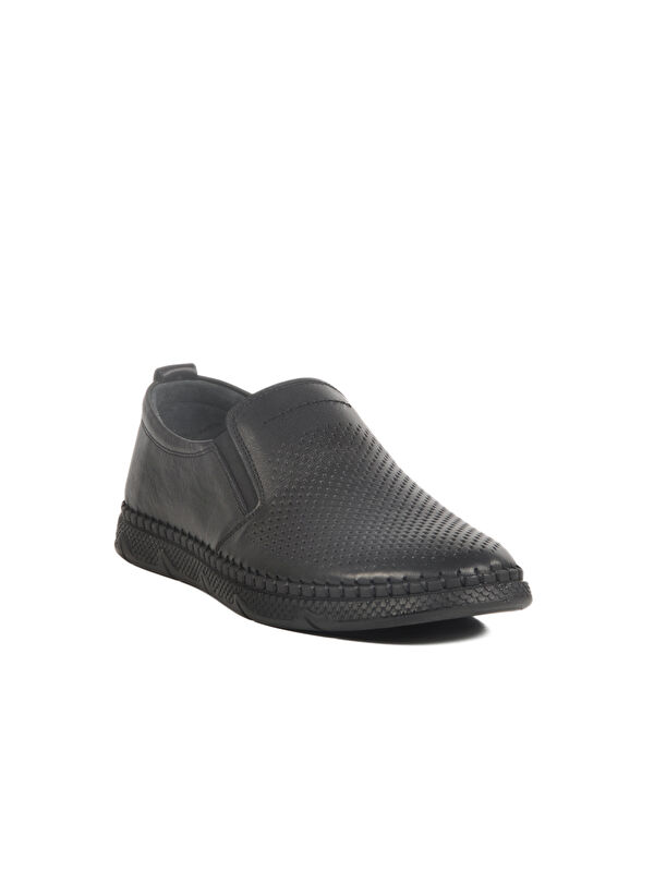 Siyah Hakiki Deri Erkek Casual Ayakkabı Lorenzo M - Görsel 4