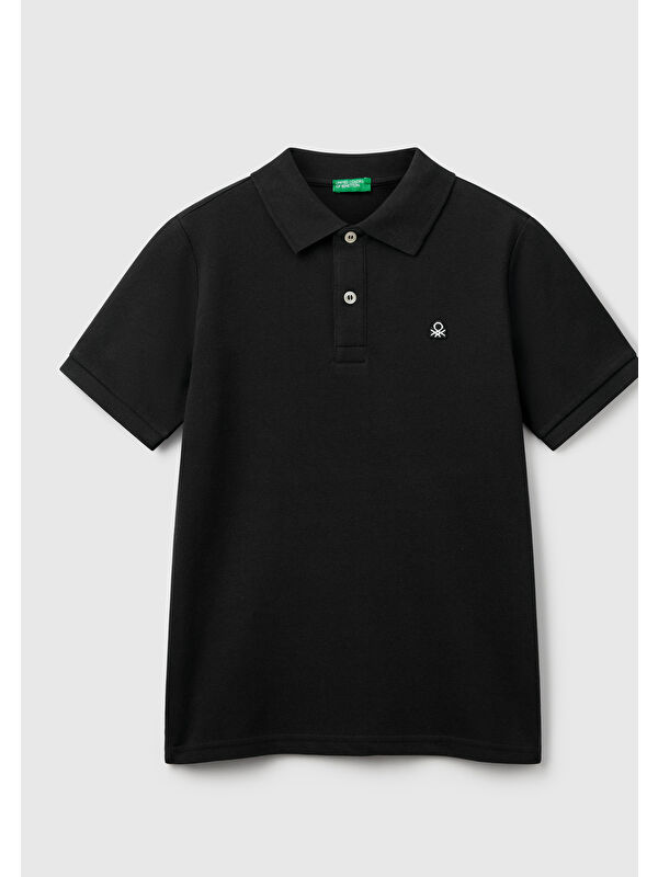 United Colors Of Benetton Erkek Çocuk Siyah Logolu Pike Polo T-Shirt