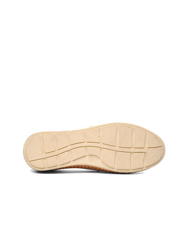 8786 Bej Hakiki Deri Kadın Babet Ayakkabı - Görsel 6