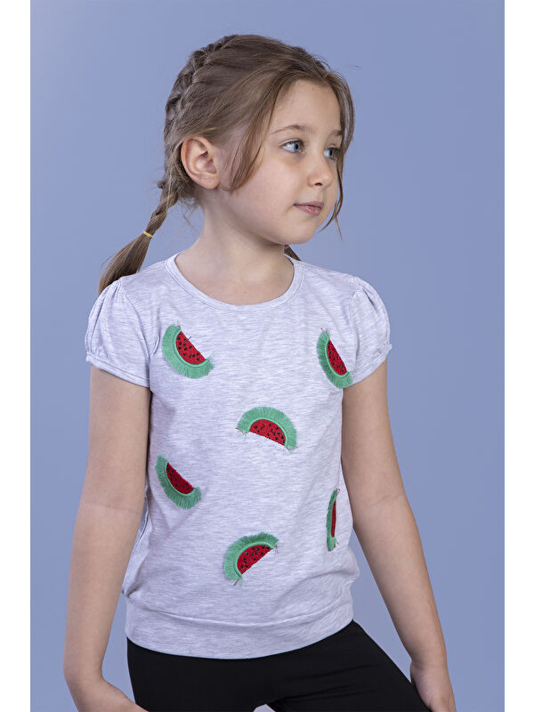 Toontoykids Kız Çocuk Karpuz Nakışlı Tişört