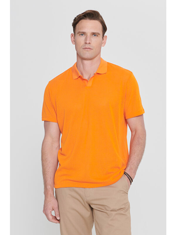 AC&Co / Altınyıldız Classics Erkek Turuncu Regular Fit Rahat Kesim Polo Yaka Düz Tişört