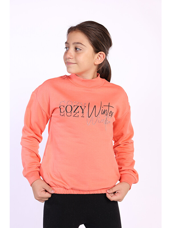 Toontoykids Kız Çocuk Balıkçı Yaka İçi Pamuklu Sweatshirt