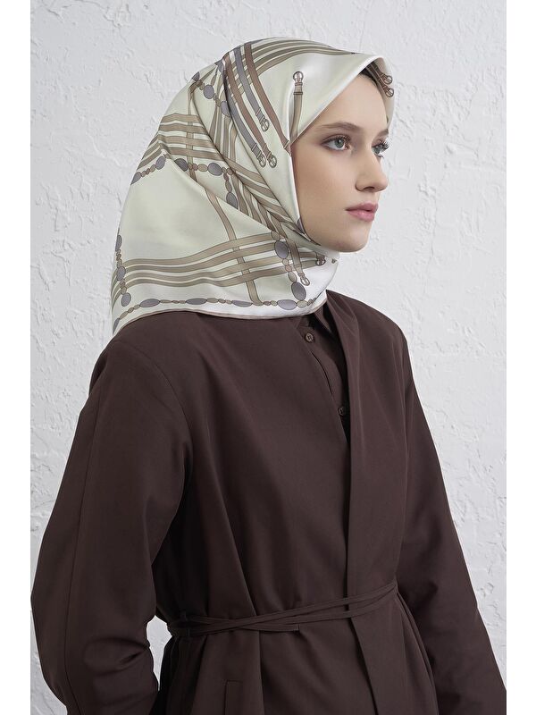 ARMİNE Obje Desenli Saf İpek Twill Eşarp 9407D 84