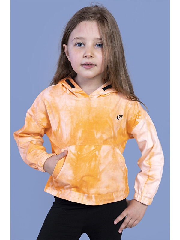Toontoykids Kız Çocuk Batik Desenli Kapüşonlu Sweatshirt