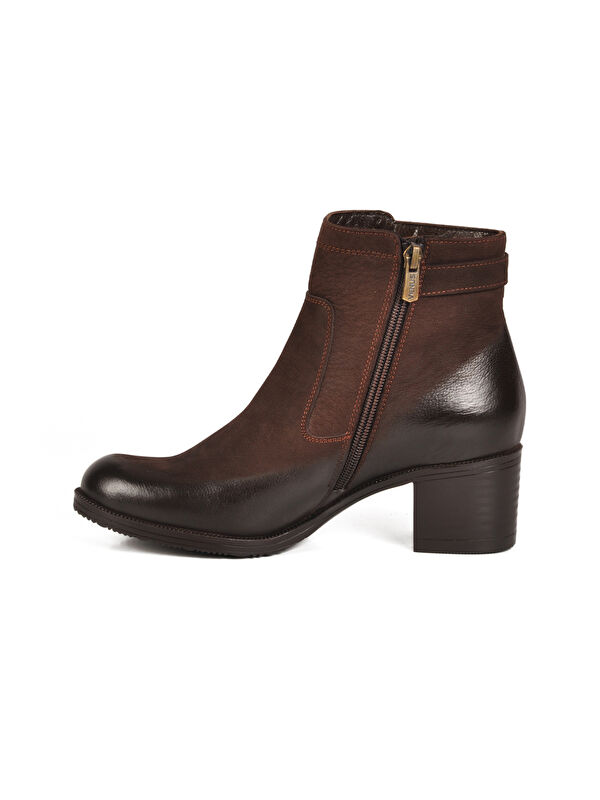 Kahve Nubuk Hakiki Deri Kadın Bot 1779011K Z - Görsel 3