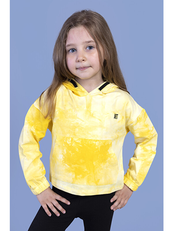 Toontoykids Kız Çocuk Batik Desenli Kapüşonlu Sweatshirt