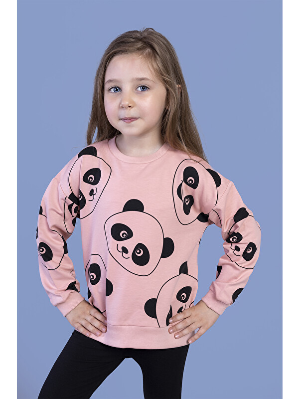 Toontoykids Kız Çocuk Panda Baskılı Sweatshirt
