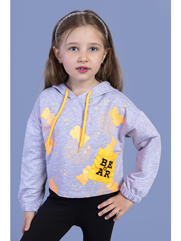 Toontoykids Kız Çocuk Cep Detaylı Baskılı Sweatshirt