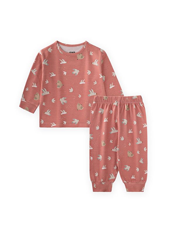 CİGİT Desenli Mevsimlik Pijama Takım 1-7 Yaş K Pembe