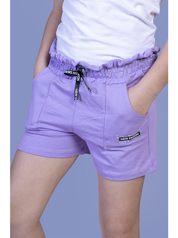 Toontoykids Kız Çocuk Beli Lastikli İki Yanı Cepli Şort
