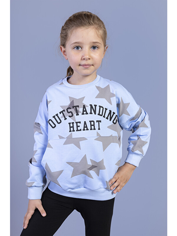 Toontoykids Kız Çocuk  Kanguru Cepli Baskılı Sweatshirt