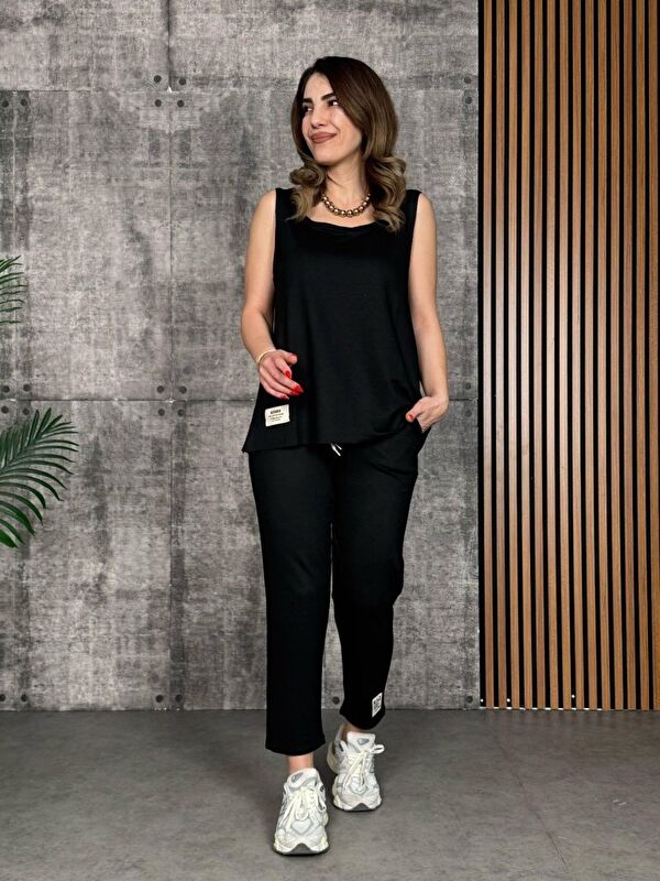 Jane's Kadın Askılı Yuvarlak Yaka Viskon Iki Iplik Bluz Ve Eşofman Altı Ikili Takım