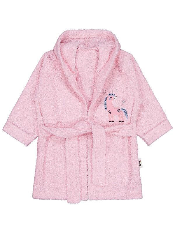 Civil Baby Nakışlı 0-24 Ay Bornoz - Pembe Standart