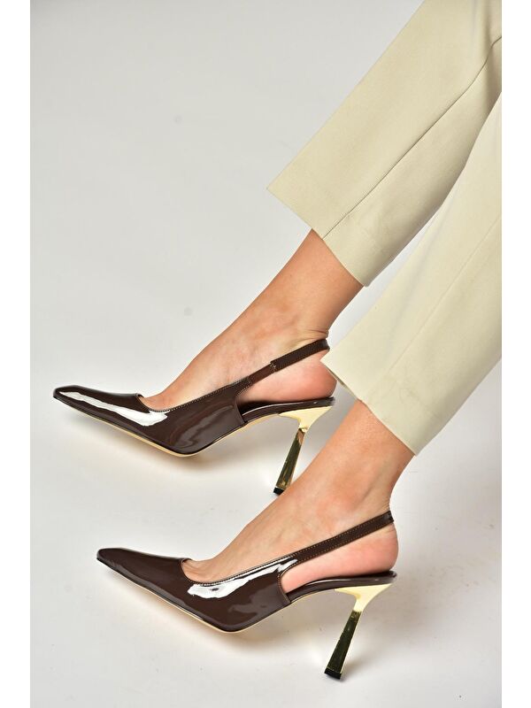 S7520746 Kahverengi Kadın Topuklu Ayakkabı - Görsel 4