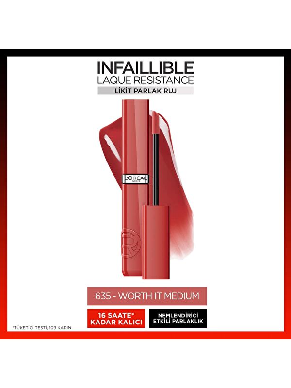 L'Oreal Paris L'Oréal Paris Infaillible Laque Resistance Likit Parlak Ruj - 635 Worth It Medium