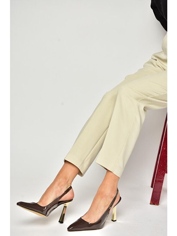 S7520746 Kahverengi Kadın Topuklu Ayakkabı - Görsel 5