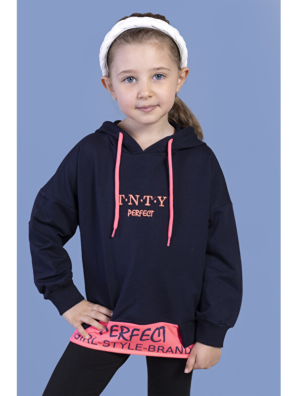 Toontoykids Kız Çocuk Kapüşonlu Garni Detaylı Baskılı Sweatshirt