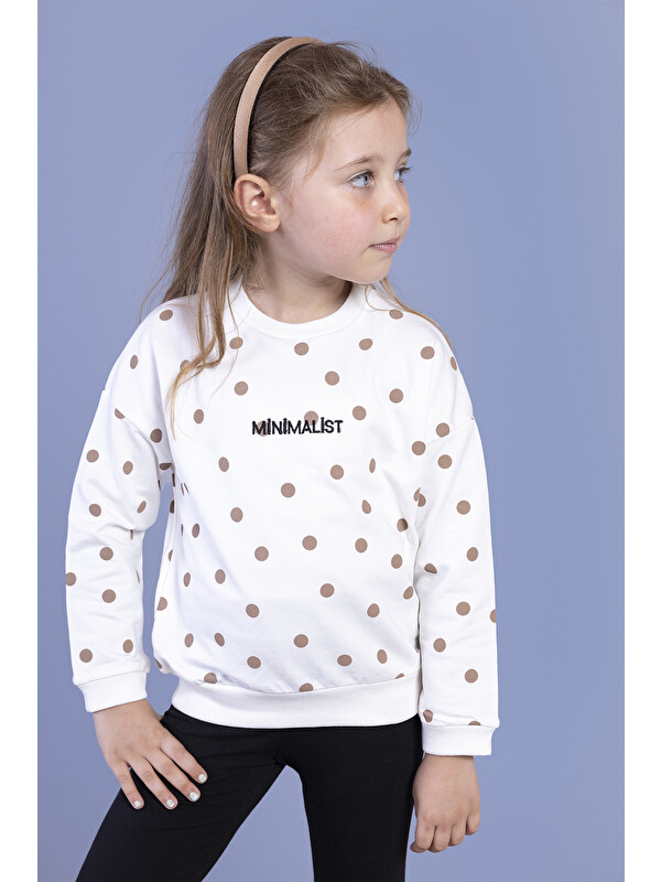 Toontoykids Kız Çocuk Puantiye Desenli Sweatshirt
