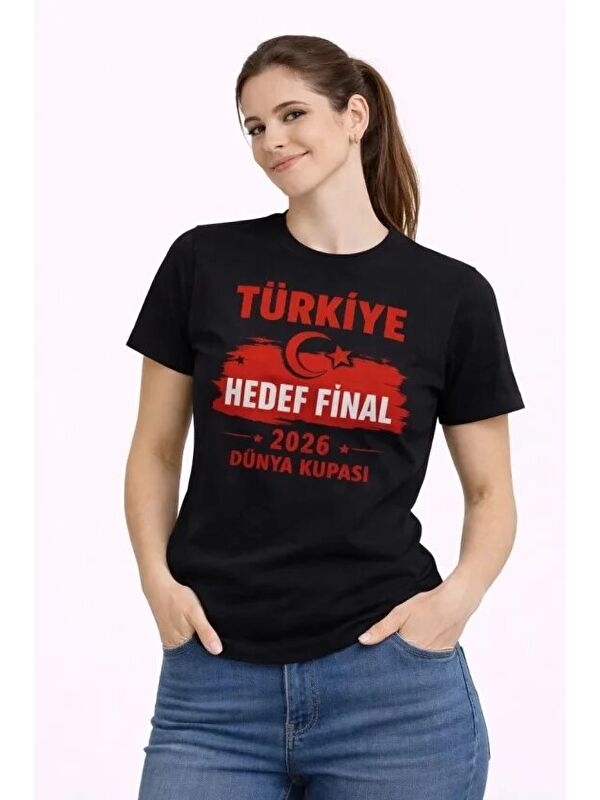 Jane's TÜRKİYE Baskılı Tişört Ay Yıldız 2026 Dünya Kupası Taraftar Forma T-Shirt - Siyah