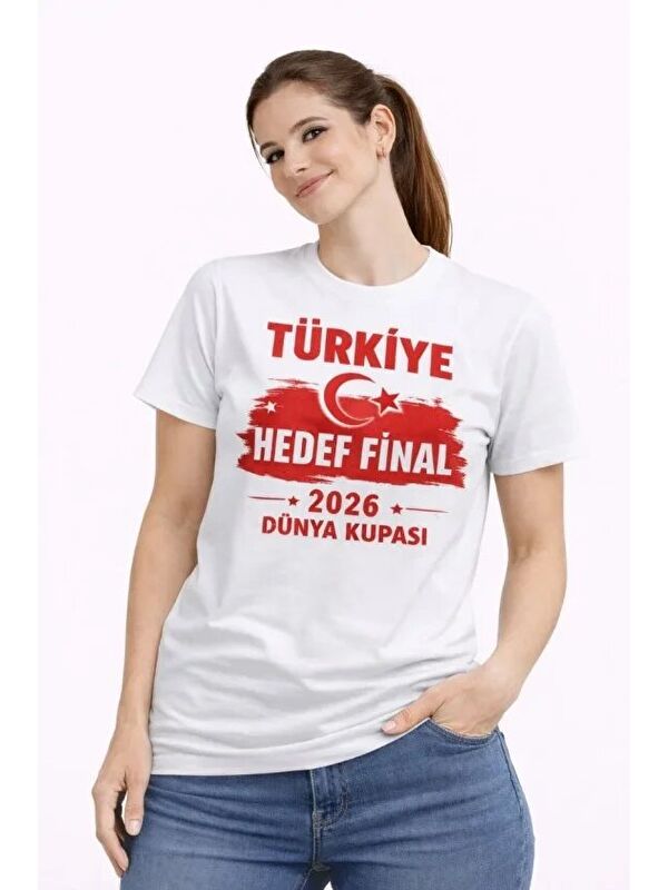 Jane's TÜRKİYE Baskılı Tişört Ay Yıldız 2026 Dünya Kupası Taraftar Forma T-Shirt - Beyaz