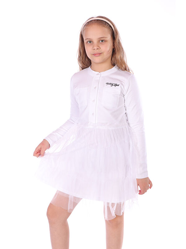 Toontoykids Kız Çocuk Girl Nakışlı Tüllü Elbise