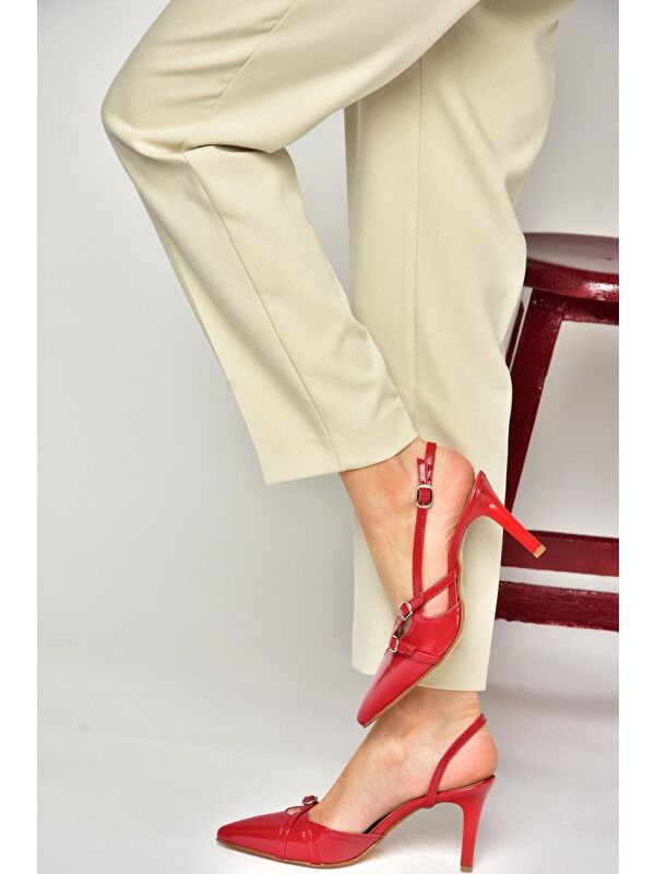 S6540719 Kırmızı Kadın Topuklu Ayakkabı - Görsel 5