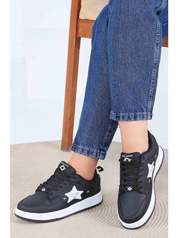 Kadın Siyah Beyaz Spor Ayakkabı - 27560 - Görsel 2