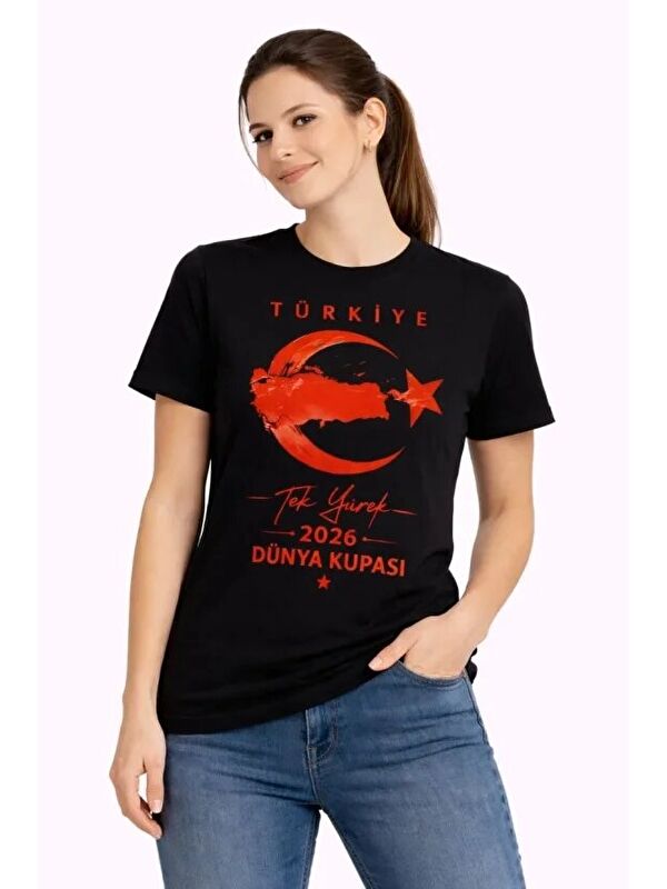 Jane's TÜRKİYE Ay Yıldız 2026 Dünya Kupasi Taraftar Forma T-Shirt - Siyah