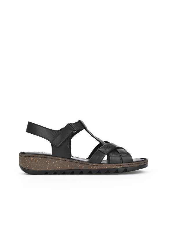 Kadın Hakiki Deri Sandalet 1411008Z207 Siyah - Görsel 2