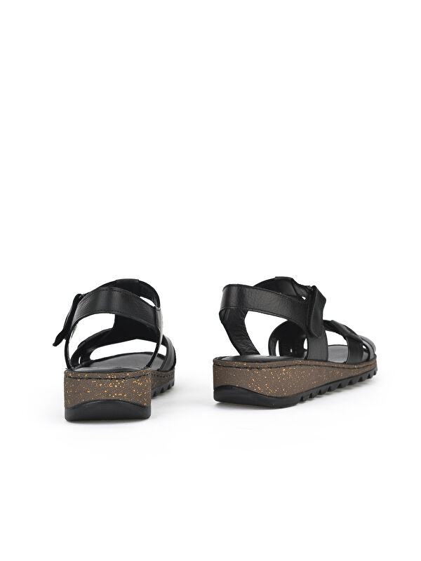 Kadın Hakiki Deri Sandalet 1411008Z207 Siyah - Görsel 4