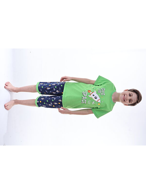 Formo Erkek Çocuk %100 Doğal Pamuk Kısa Kollu  Kaprili Pijama Takımı