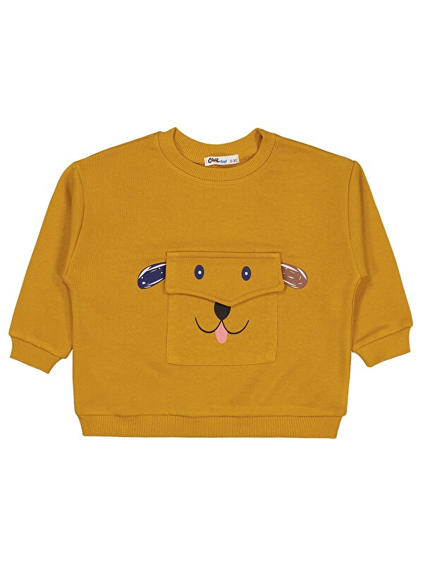 Civil Boys Cep Köpek Nakışlı 2-5 Yaş Sweatshirt - Hardal