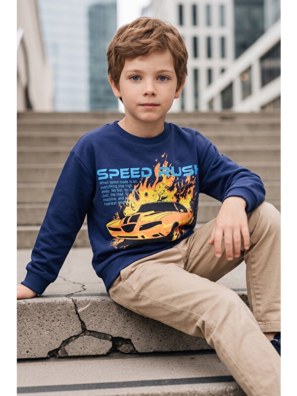 Fullamoda Araba Baskılı Erkek Çocuk Sweatshirt