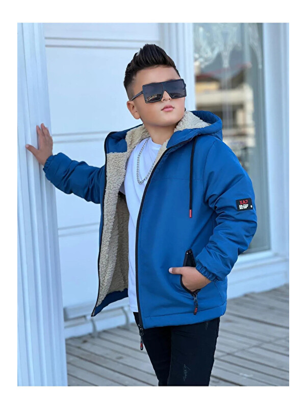 Pina Kids Erkek Çocuk Çıkarılabilir Kapüşonlu Kürklü Oversize Kışlık Mont KM4050