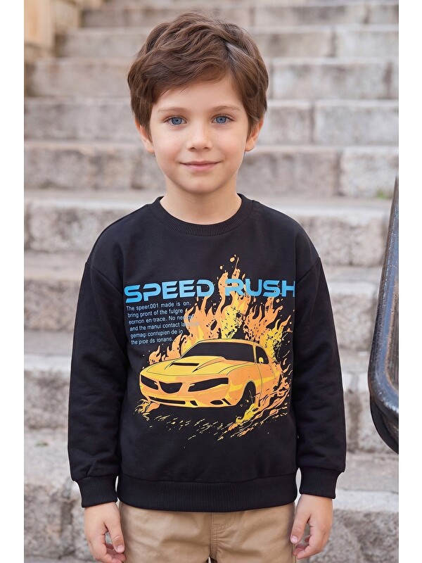 Fullamoda Araba Baskılı Erkek Çocuk Sweatshirt